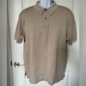 Murano Beige Short Sleeve Collared Button Polo Shirt Men's Size L 100% Cotton